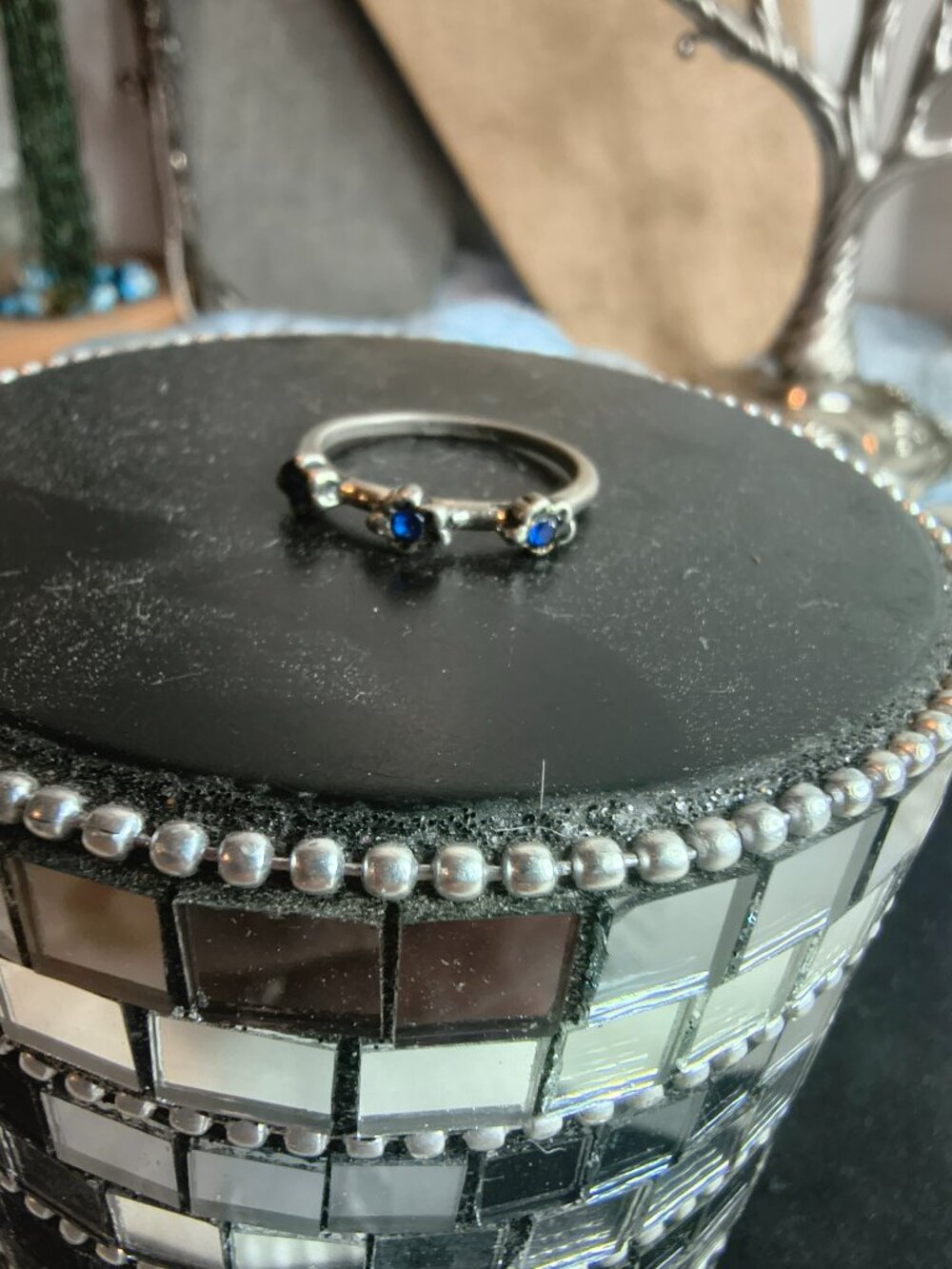 Sterling Silver 925 Blue Stone Ring